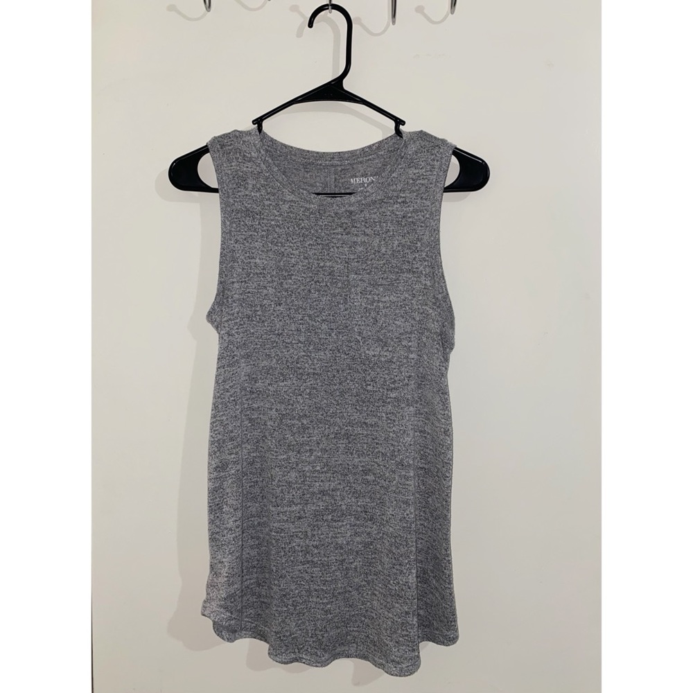 Merona Tank Top Womens Size S Dip Hem Sleeveless Grey Casual